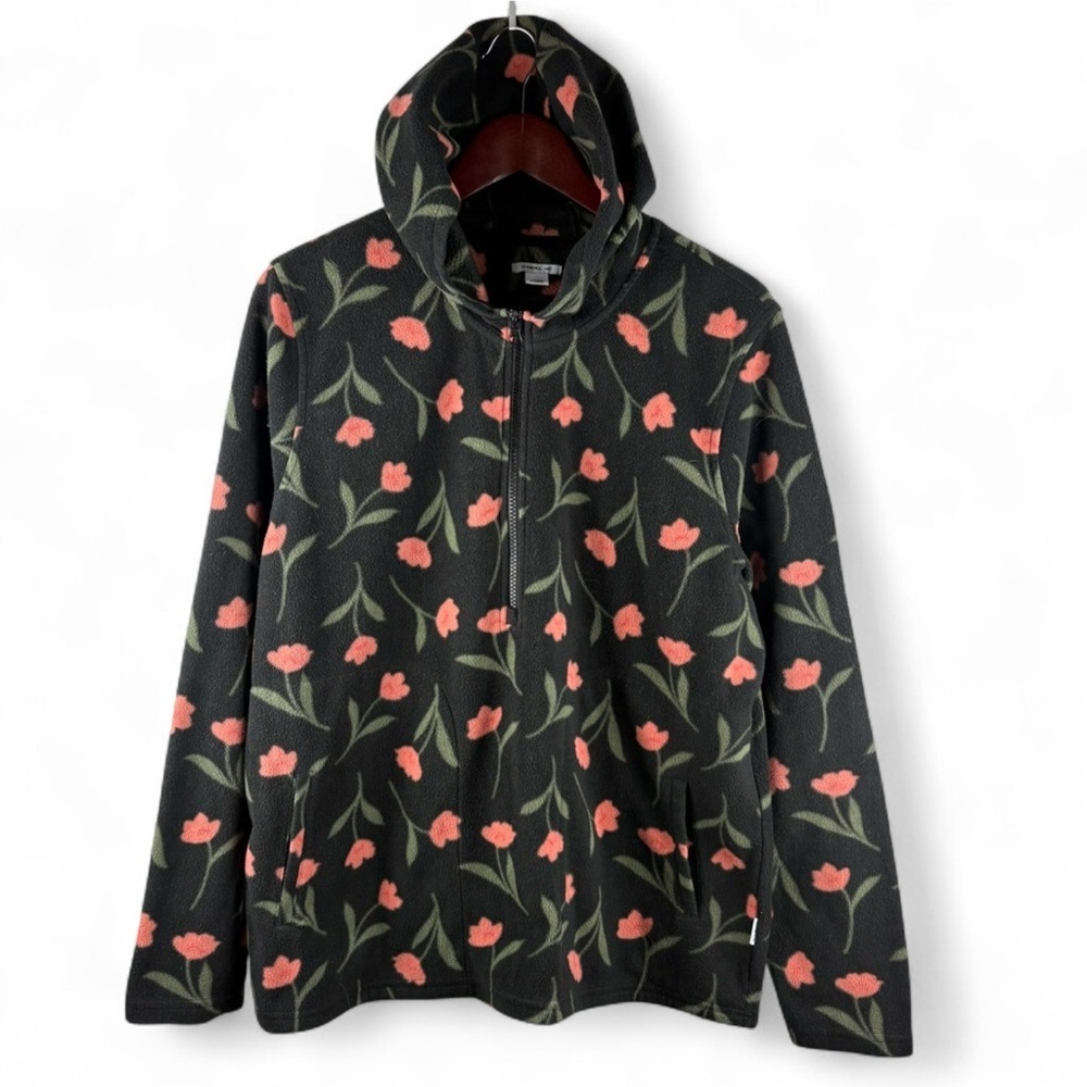 O'Neill Women's Half Zip Fleece Floral Pullover Hoodie Jacket Casual Comfy XL
